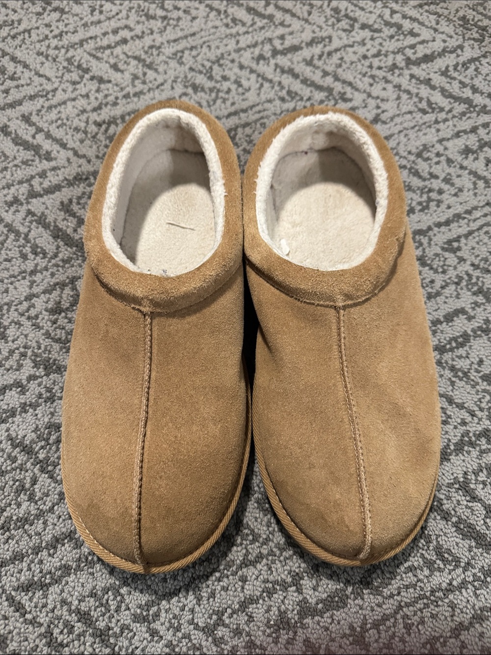 Cozy Faux-Suede Slip-On Slippers in Camel